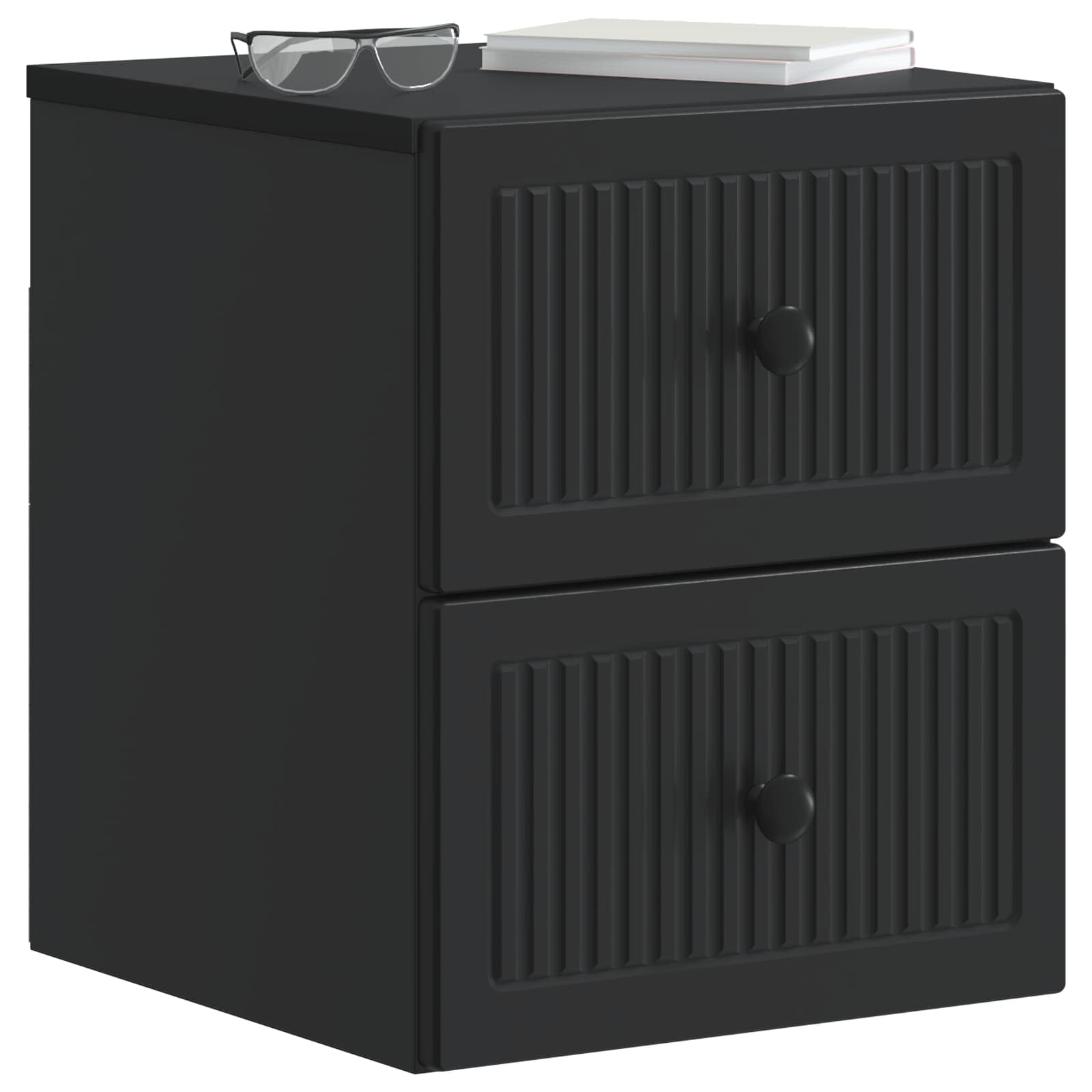 Væghængt Natbord 2 pcs Sort 33 x 34,5 x 40 cm Konstrueret træ