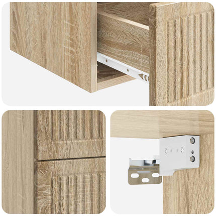 Væghængt Natbord Sonoma-eg 33 x 34,5 x 40 cm Konstrueret træ