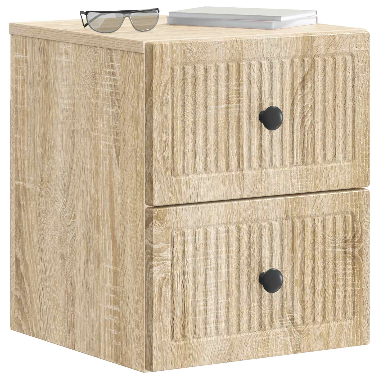 Væghængt Natbord med skuffe 2 pcs Sonoma-eg 33 x 34,5 x 40 cm