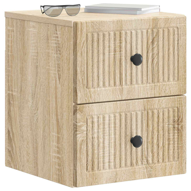 Væghængt Natbord med skuffe 2 pcs Sonoma-eg 33 x 34,5 x 40 cm