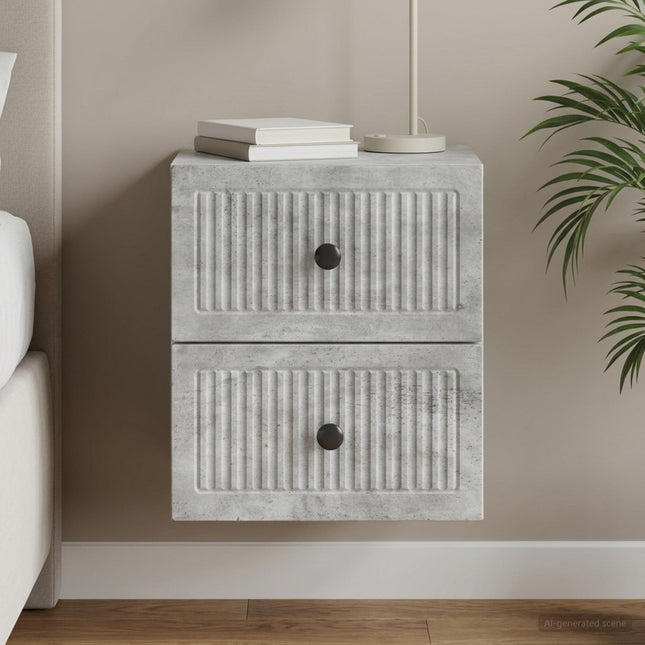 Væghængt Natbord Betongrå 33 x 34,5 x 40 cm Konstrueret træ