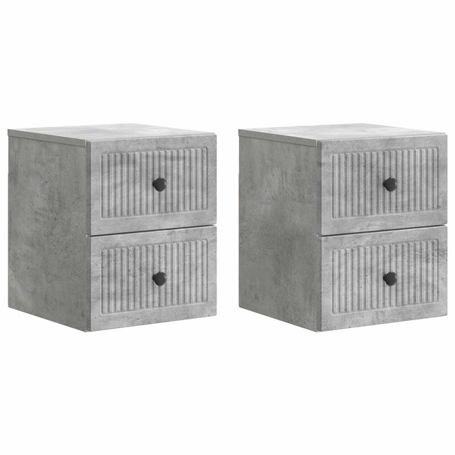Væghængt Natbord med skuffe 2 pcs Betongrå 33 x 34,5 x 40 cm