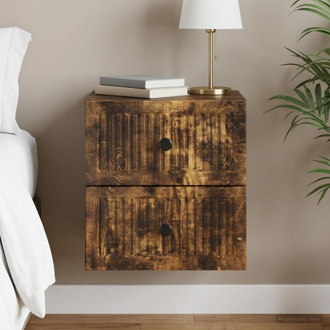 Væghængt Natbord Røget eg 33 x 34,5 x 40 cm Konstrueret træ