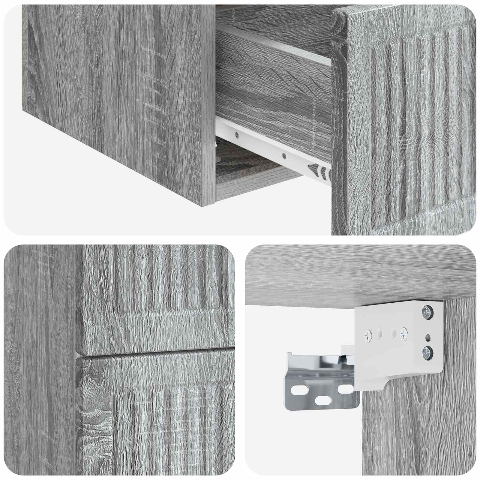 Væghængt Natbord 2 pcs Grå sonoma-eg 33 x 34,5 x 40 cm