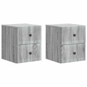 Væghængt Natbord 2 pcs Grå sonoma-eg 33 x 34,5 x 40 cm