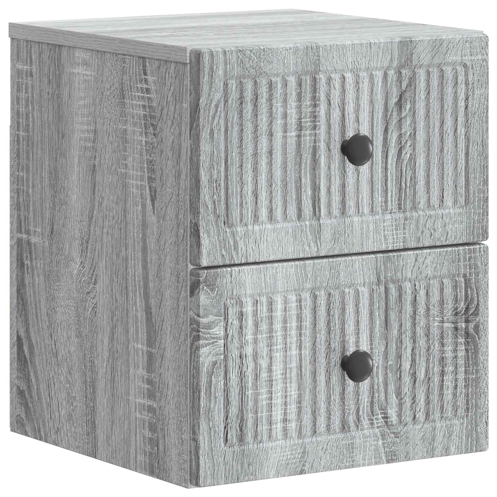 Væghængt Natbord 2 pcs Grå sonoma-eg 33 x 34,5 x 40 cm