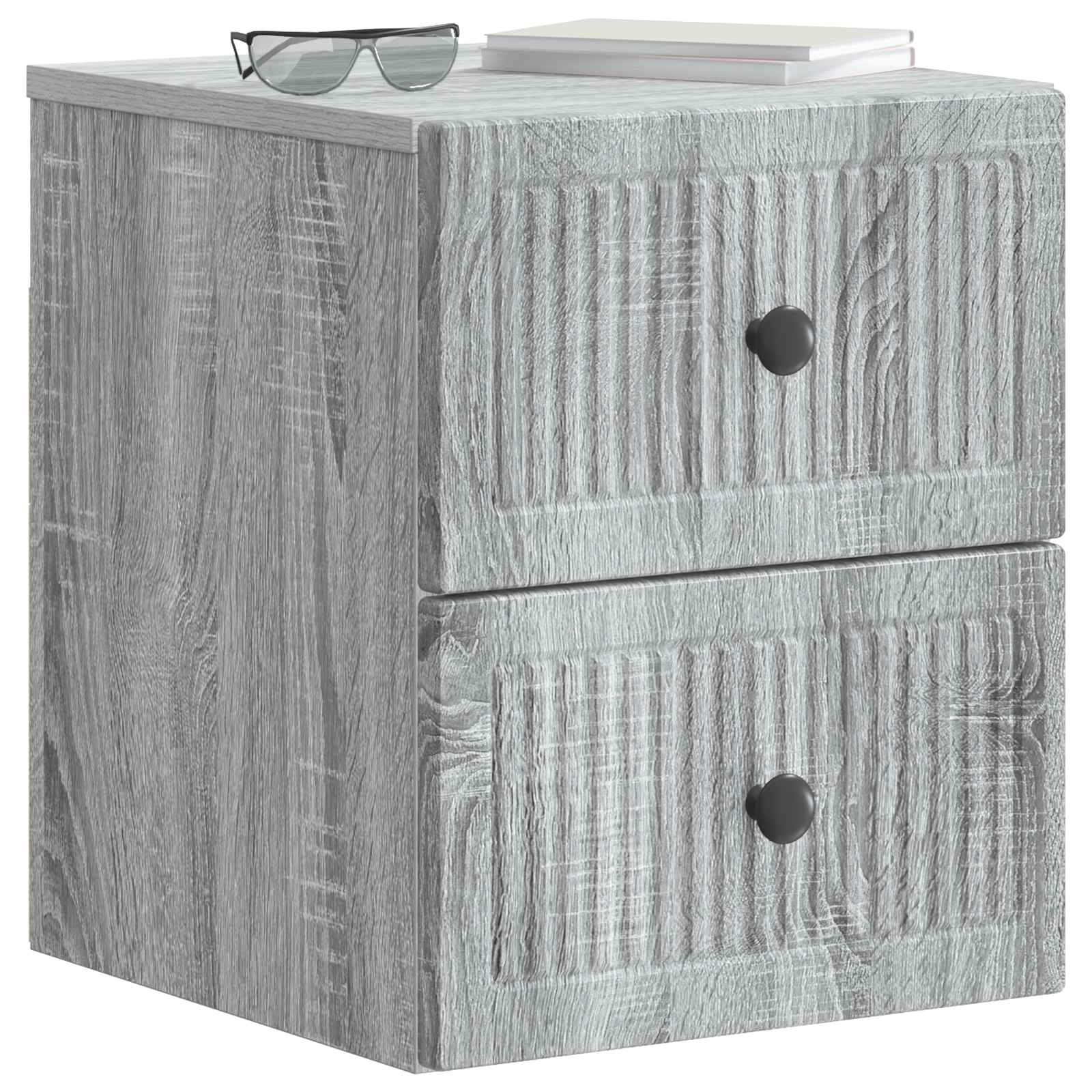Væghængt Natbord 2 pcs Grå sonoma-eg 33 x 34,5 x 40 cm