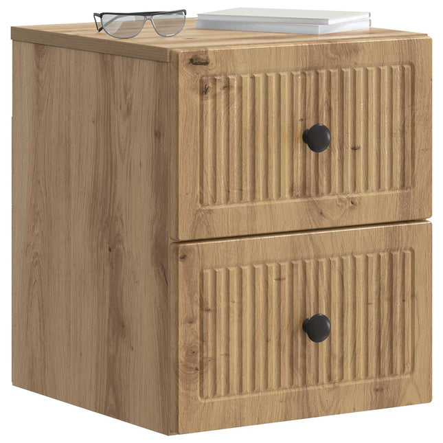 Væghængt Natbord med skuffe 2 pcs Artisan-eg 33 x 34,5 x 40 cm