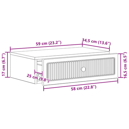 Væghængt Sideskab Sort 59 x 34,5 x 17 cm Konstrueret træ