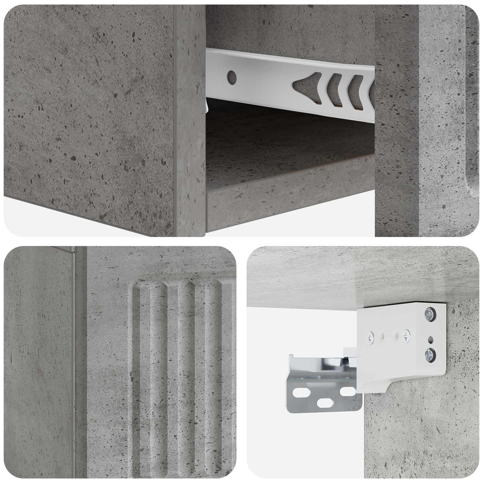 Væghængt Sideskab Betongrå 59 x 34,5 x 17 cm Konstrueret træ