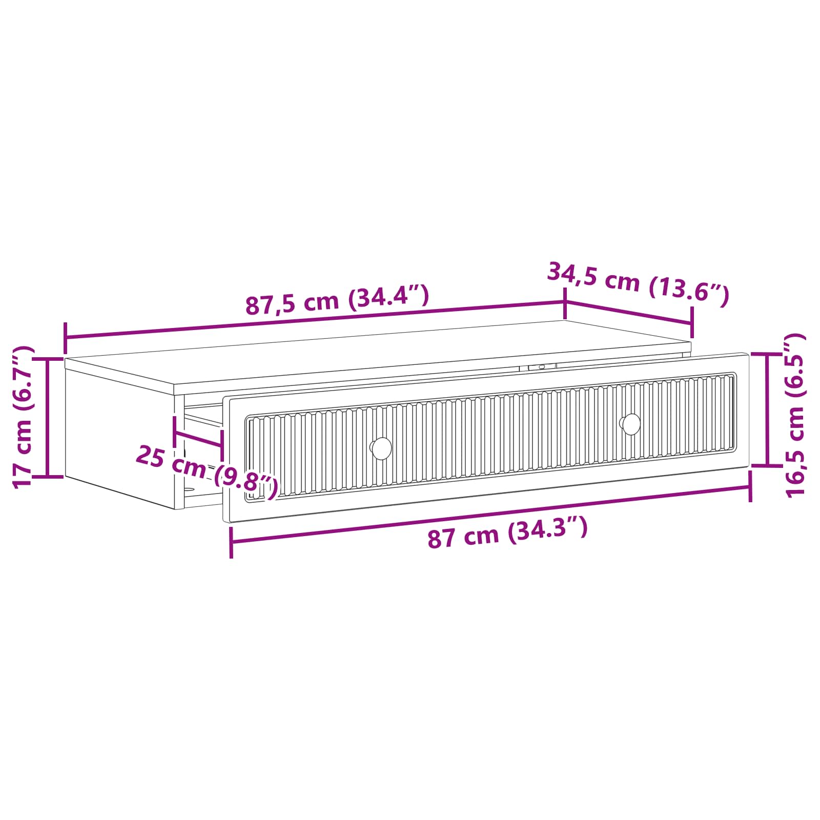 Væghængt Sideskab Sonoma-eg 87,5 x 34,5 x 17 cm Konstrueret træ