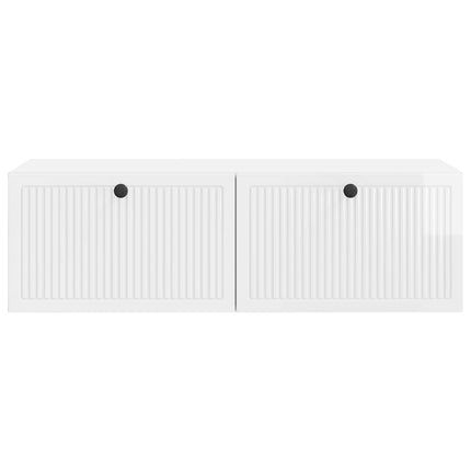 Væghængt TV-skab Hvid højglans 98 x 41 x 30 cm Konstrueret træ