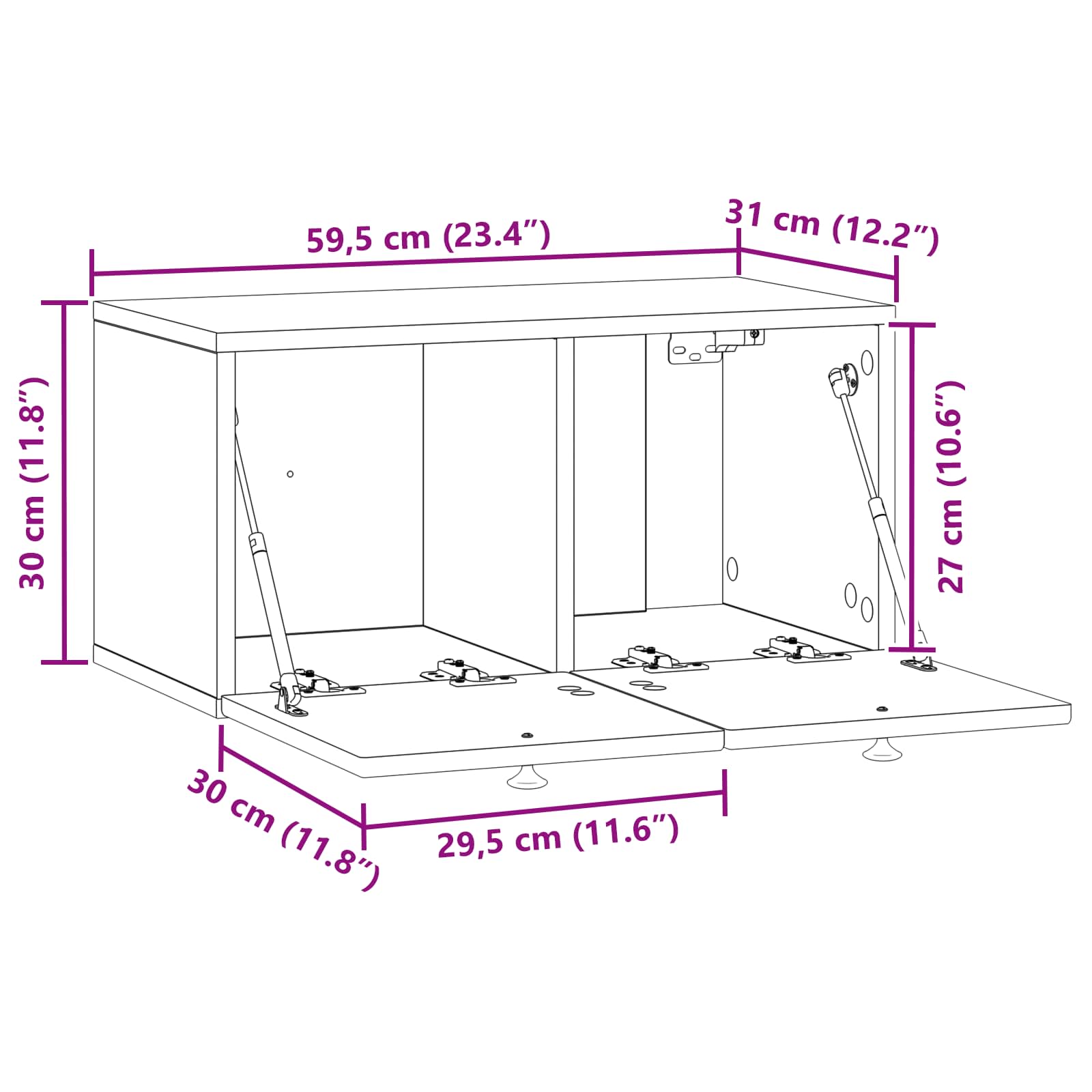 Væghængt TV-skab Artisan-eg 59,5 x 31 x 30 cm Konstrueret træ