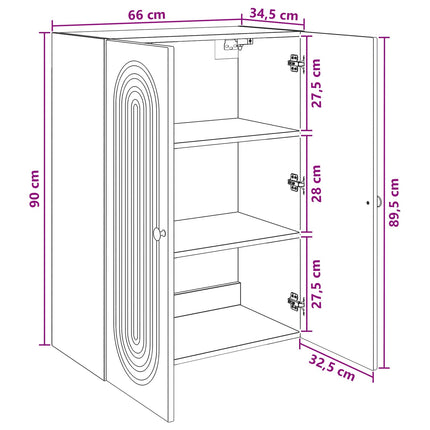 Vægmonteret skab Røget eg 66 x 34,5 x 90 cm Konstrueret træ