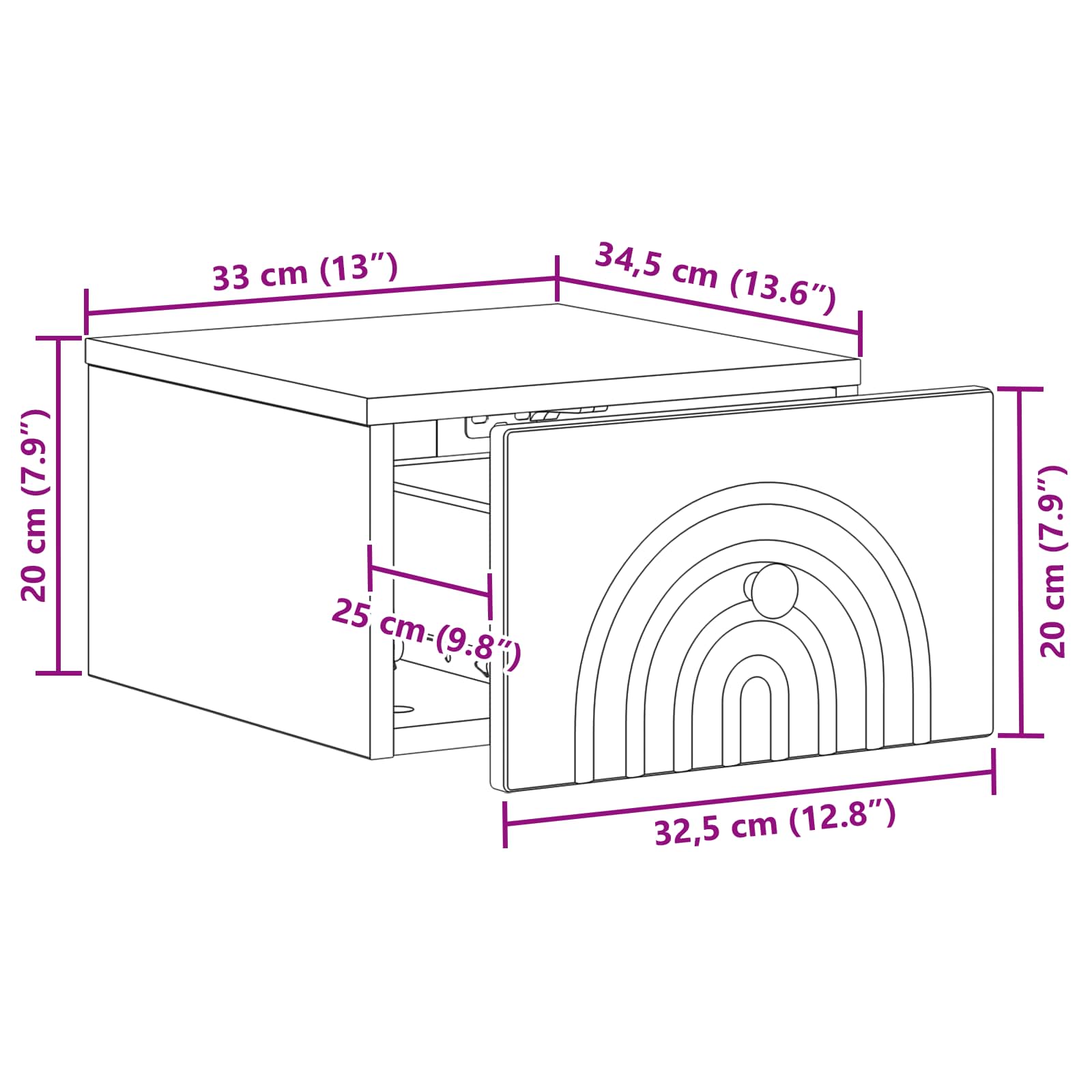 Væghængt Natbord 2 pcs Hvid 33 x 34,5 x 20 cm Konstrueret træ