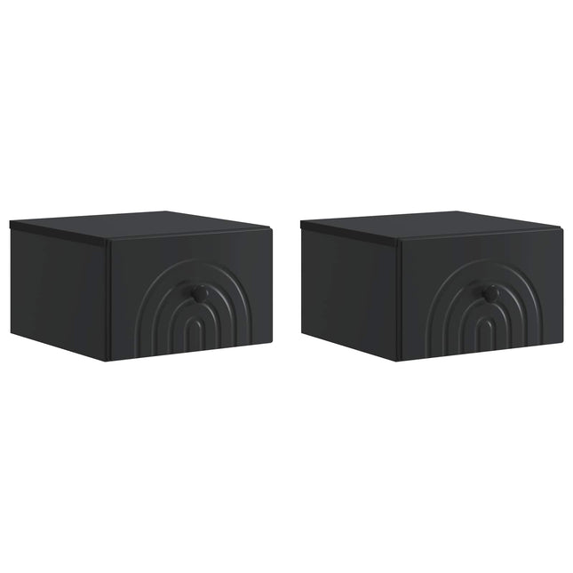 Væghængt Natbord 2 pcs Sort 33 x 34,5 x 20 cm Konstrueret træ