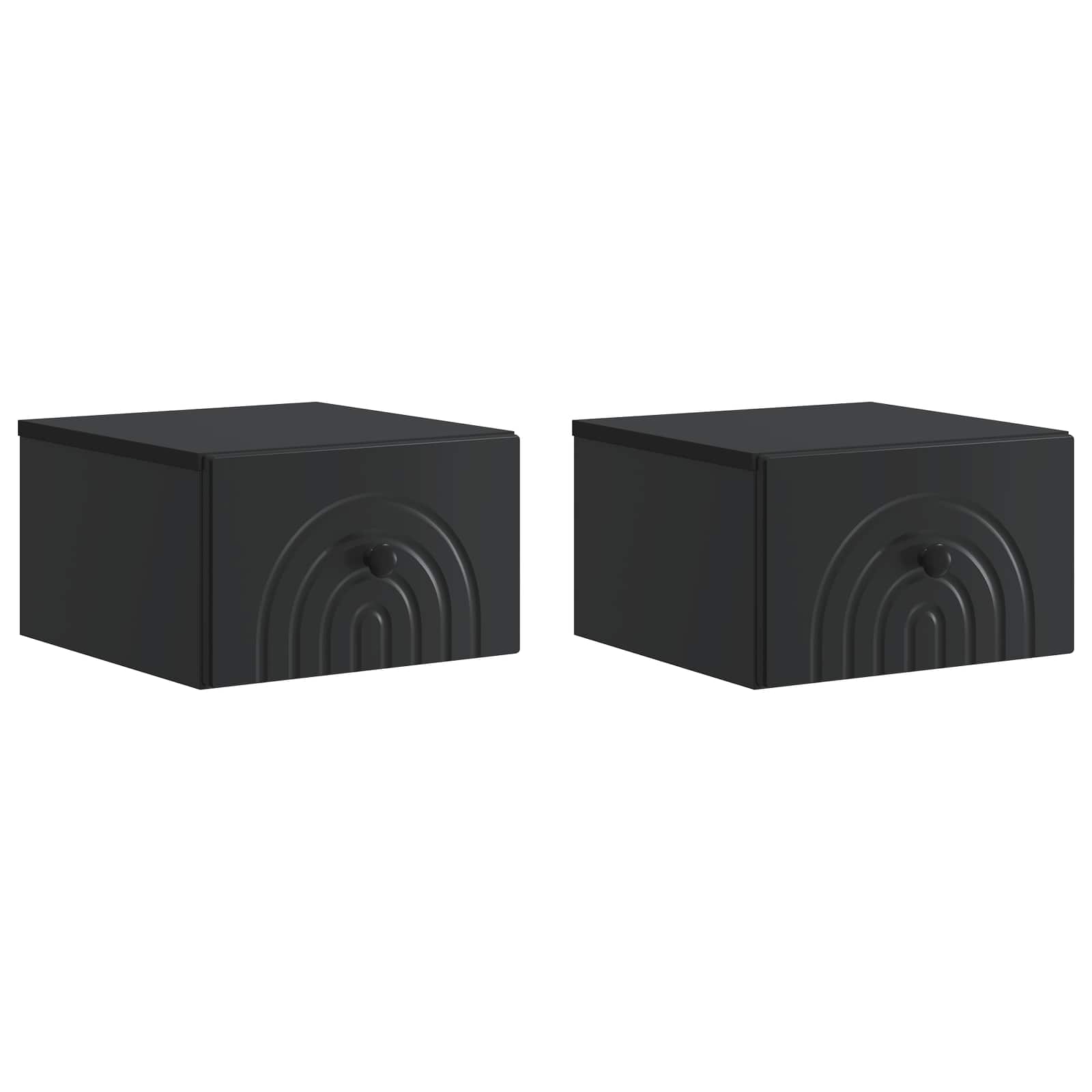 Væghængt Natbord 2 pcs Sort 33 x 34,5 x 20 cm Konstrueret træ