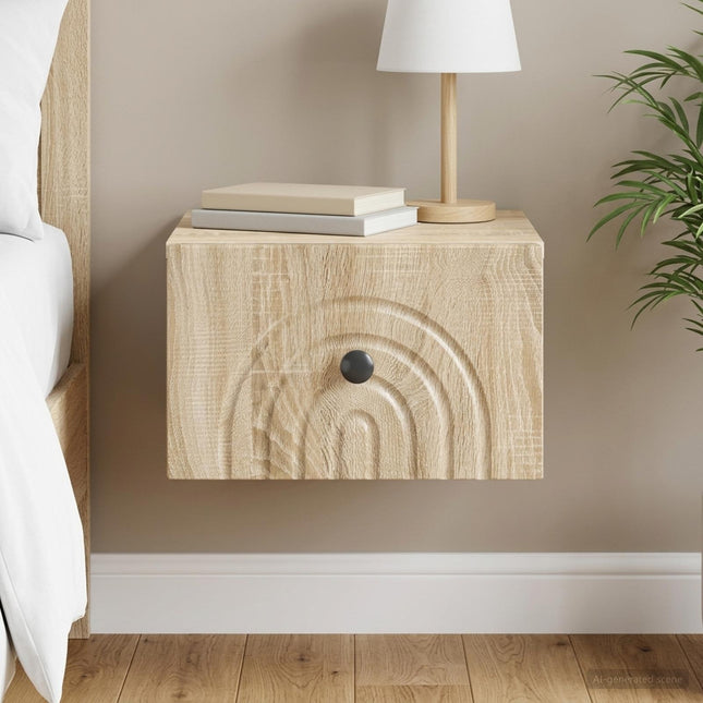 Væghængt Natbord Sonoma-eg 33 x 34,5 x 20 cm Konstrueret træ