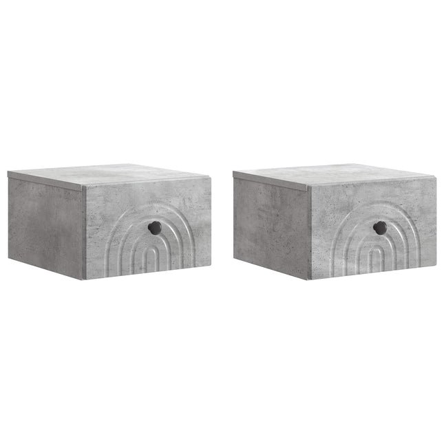 Væghængt Natbord med skuffe 2 pcs Betongrå 33 x 34,5 x 20 cm