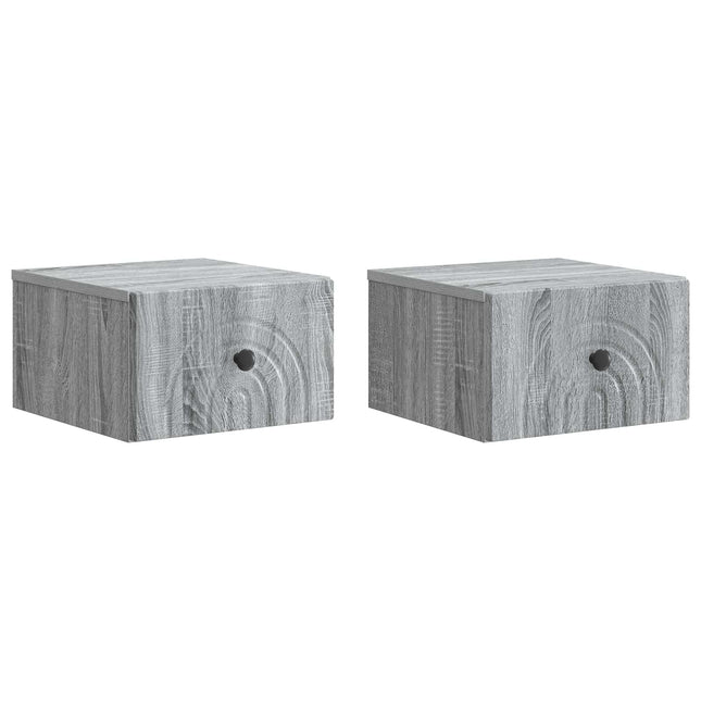 Væghængt Natbord 2 pcs Grå sonoma-eg 33 x 34,5 x 20 cm