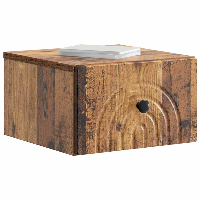 Væghængt Natbord med skuffe 2 pcs Gammelt træ 33 x 34,5 x 20 cm