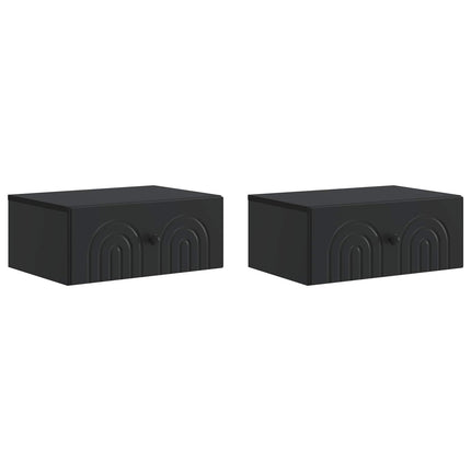 Væghængt Natbord 2 pcs Sort 49 x 34,5 x 20 cm Konstrueret træ