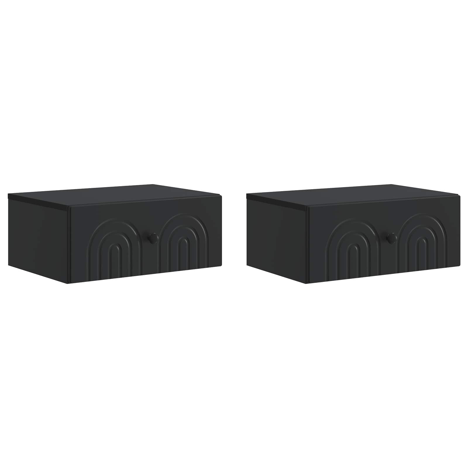 Væghængt Natbord 2 pcs Sort 49 x 34,5 x 20 cm Konstrueret træ