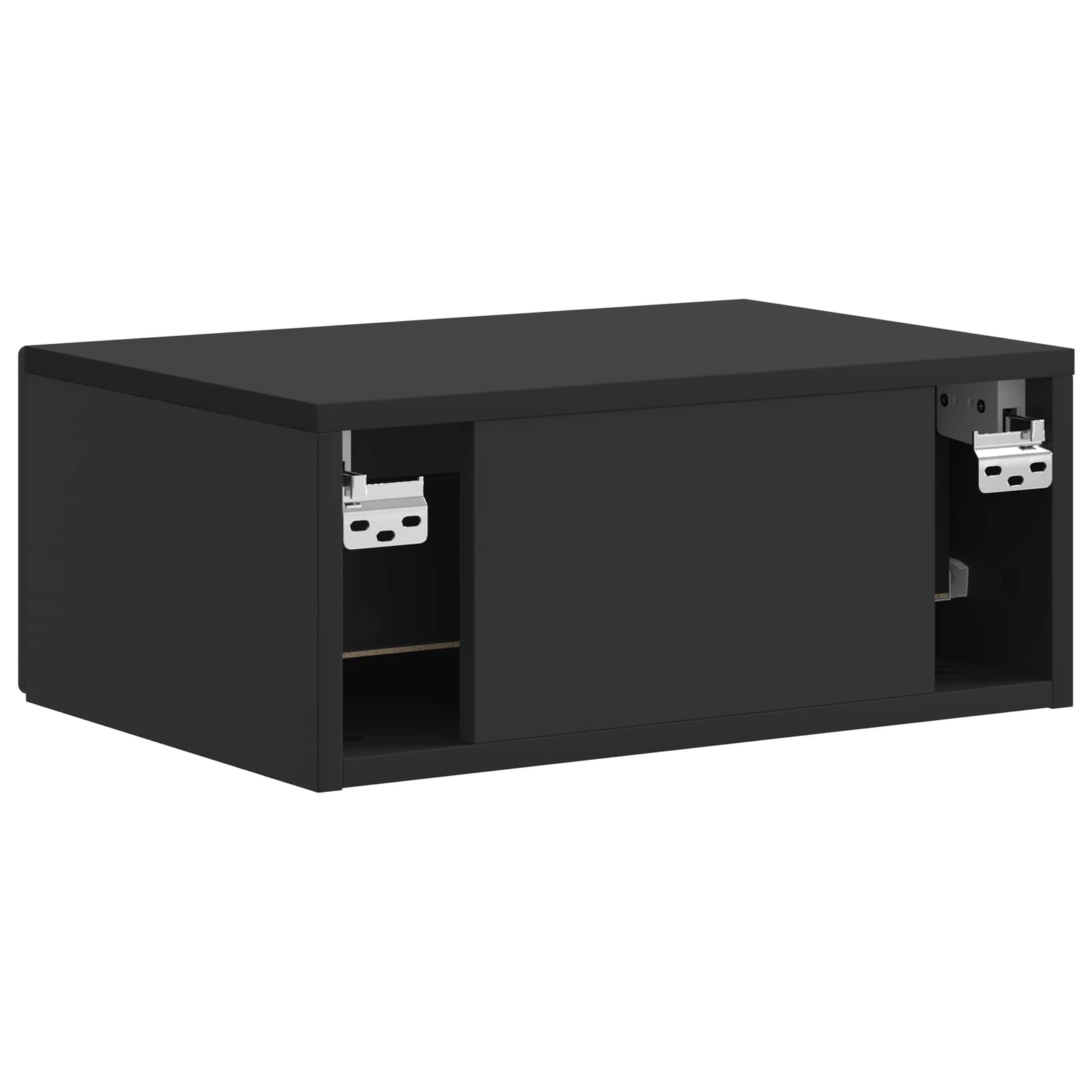 Væghængt Natbord 2 pcs Sort 49 x 34,5 x 20 cm Konstrueret træ
