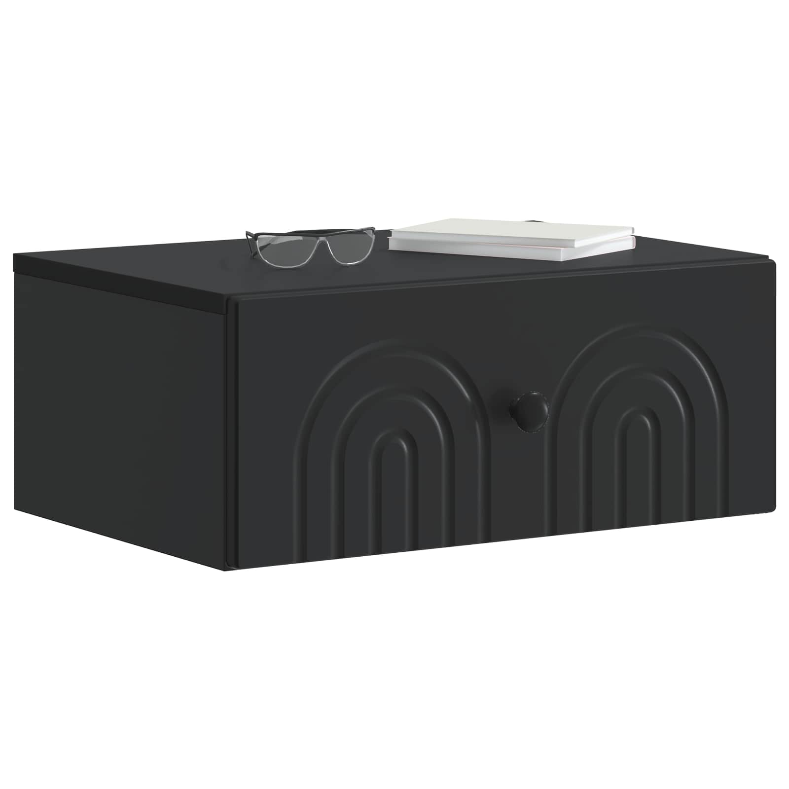 Væghængt Natbord 2 pcs Sort 49 x 34,5 x 20 cm Konstrueret træ