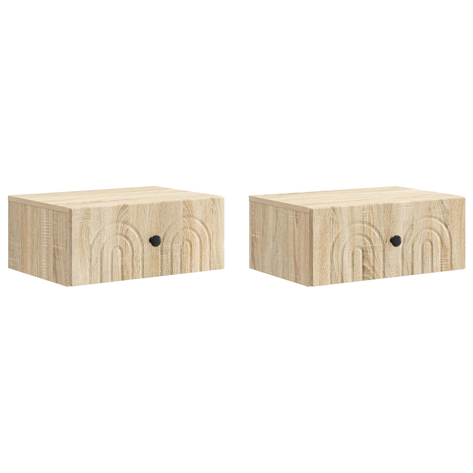 Væghængt Natbord med skuffe 2 pcs Sonoma-eg 49 x 34,5 x 20 cm