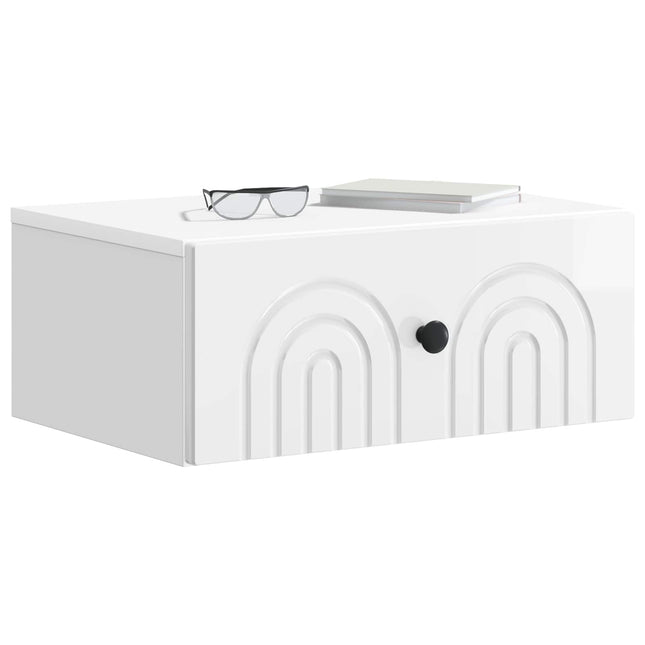 Væghængt Natbord 2 pcs Hvid højglans 49 x 34,5 x 20 cm