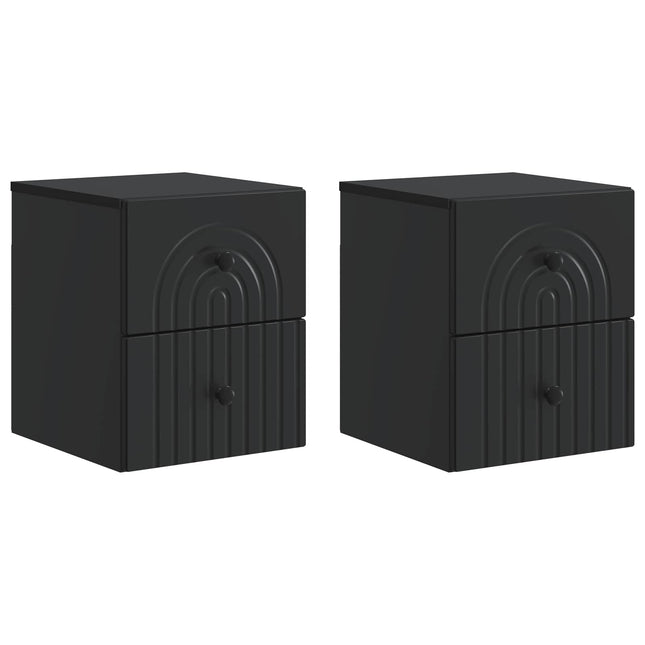Væghængt Natbord 2 pcs Sort 33 x 34,5 x 40 cm Konstrueret træ