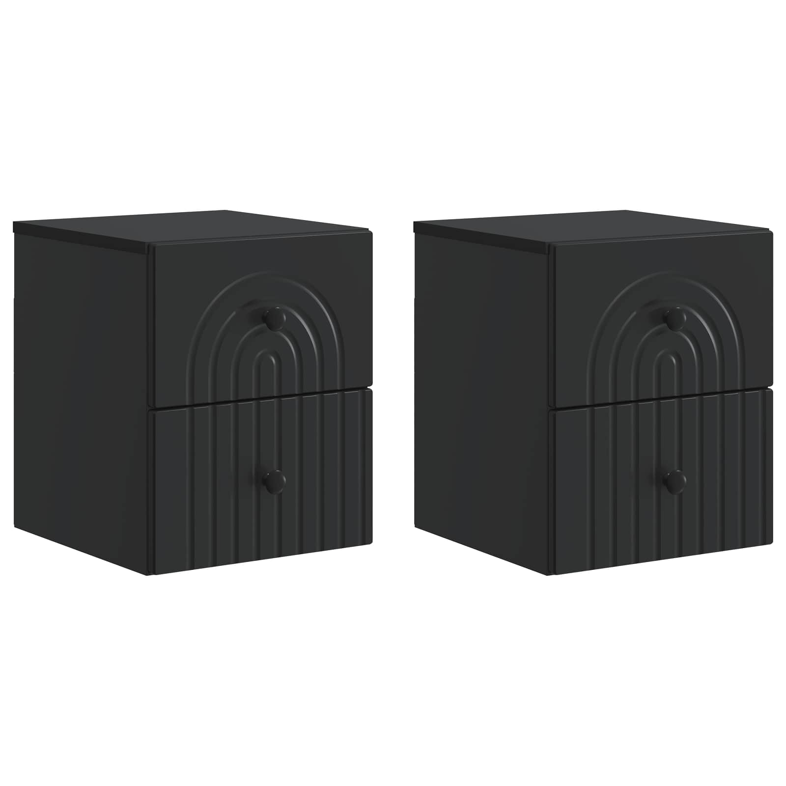 Væghængt Natbord 2 pcs Sort 33 x 34,5 x 40 cm Konstrueret træ