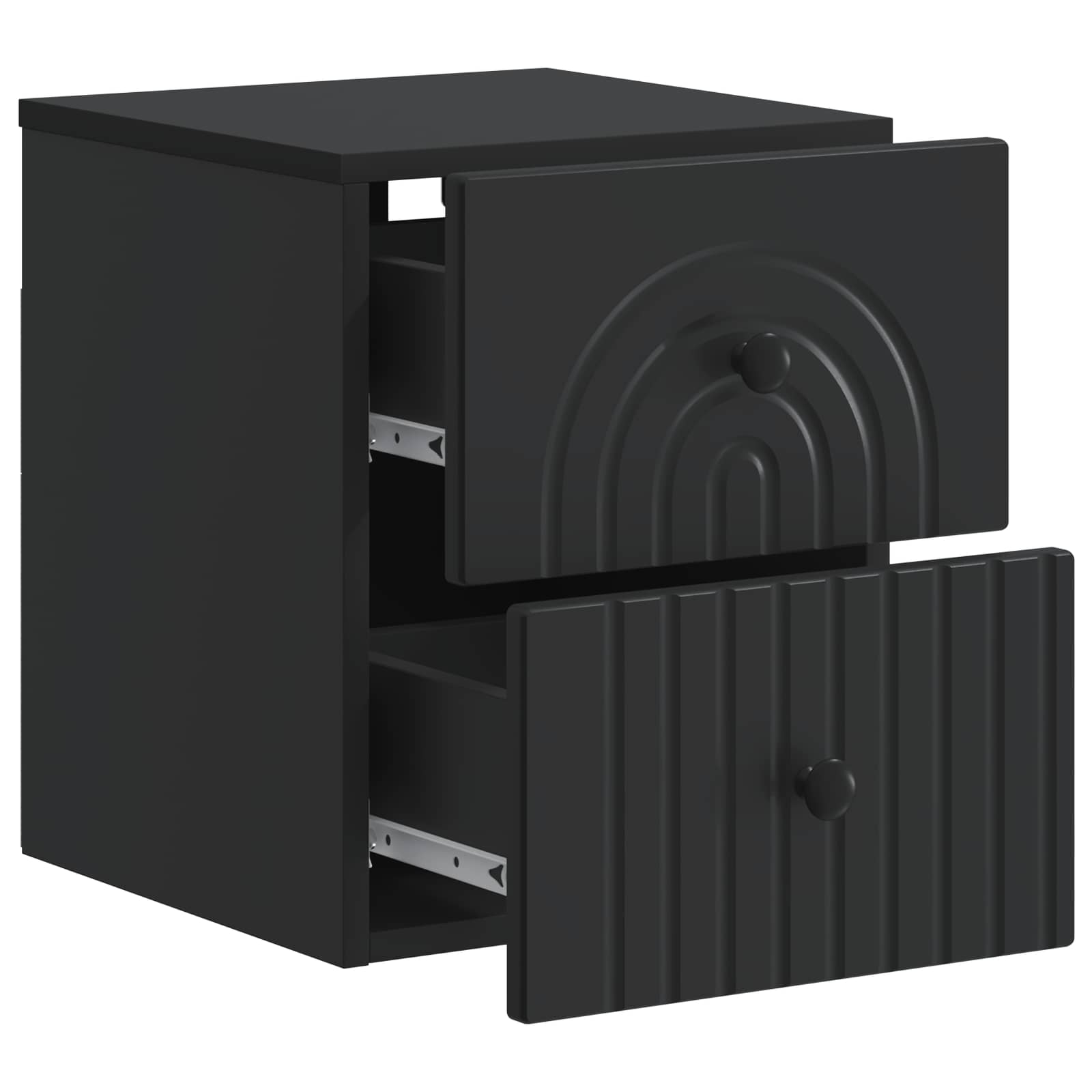 Væghængt Natbord 2 pcs Sort 33 x 34,5 x 40 cm Konstrueret træ