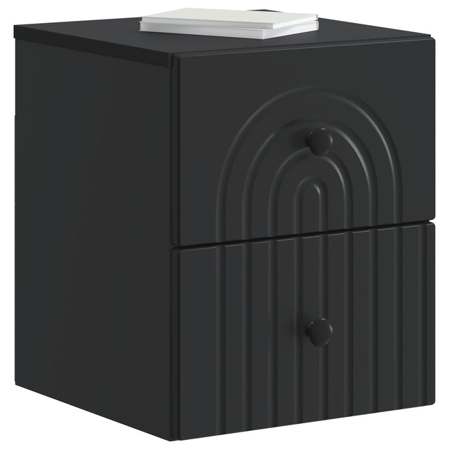 Væghængt Natbord 2 pcs Sort 33 x 34,5 x 40 cm Konstrueret træ