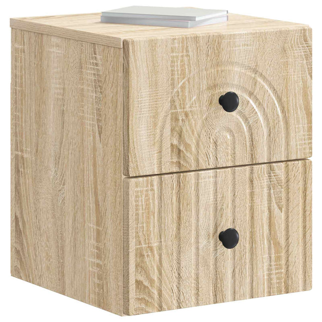 Væghængt Natbord Sonoma-eg 33 x 34,5 x 40 cm Konstrueret træ