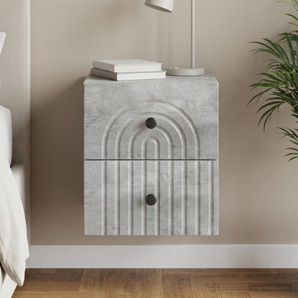 Væghængt Natbord Betongrå 33 x 34,5 x 40 cm Konstrueret træ