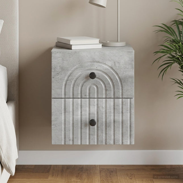 Væghængt Natbord Betongrå 33 x 34,5 x 40 cm Konstrueret træ