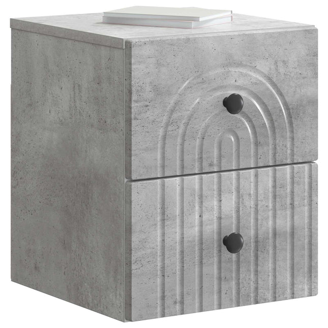 Væghængt Natbord Betongrå 33 x 34,5 x 40 cm Konstrueret træ