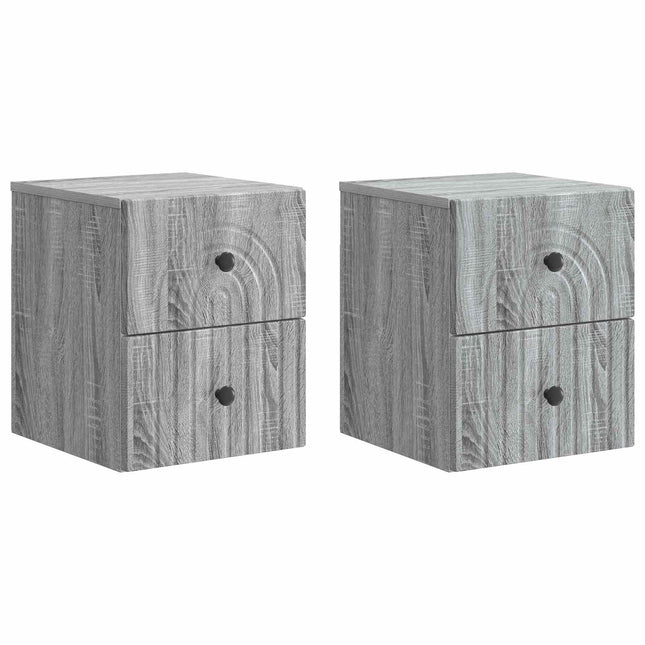 Væghængt Natbord 2 pcs Grå sonoma-eg 33 x 34,5 x 40 cm
