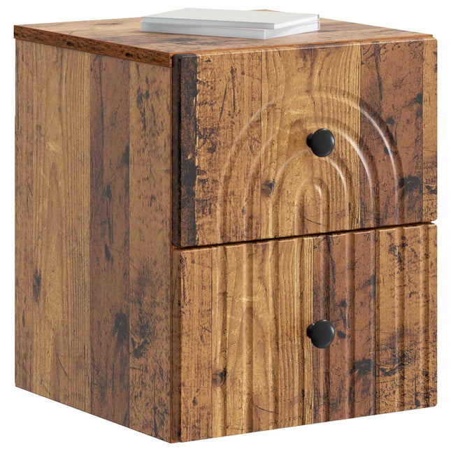 Væghængt Natbord med skuffe 2 pcs Gammelt træ 33 x 34,5 x 40 cm