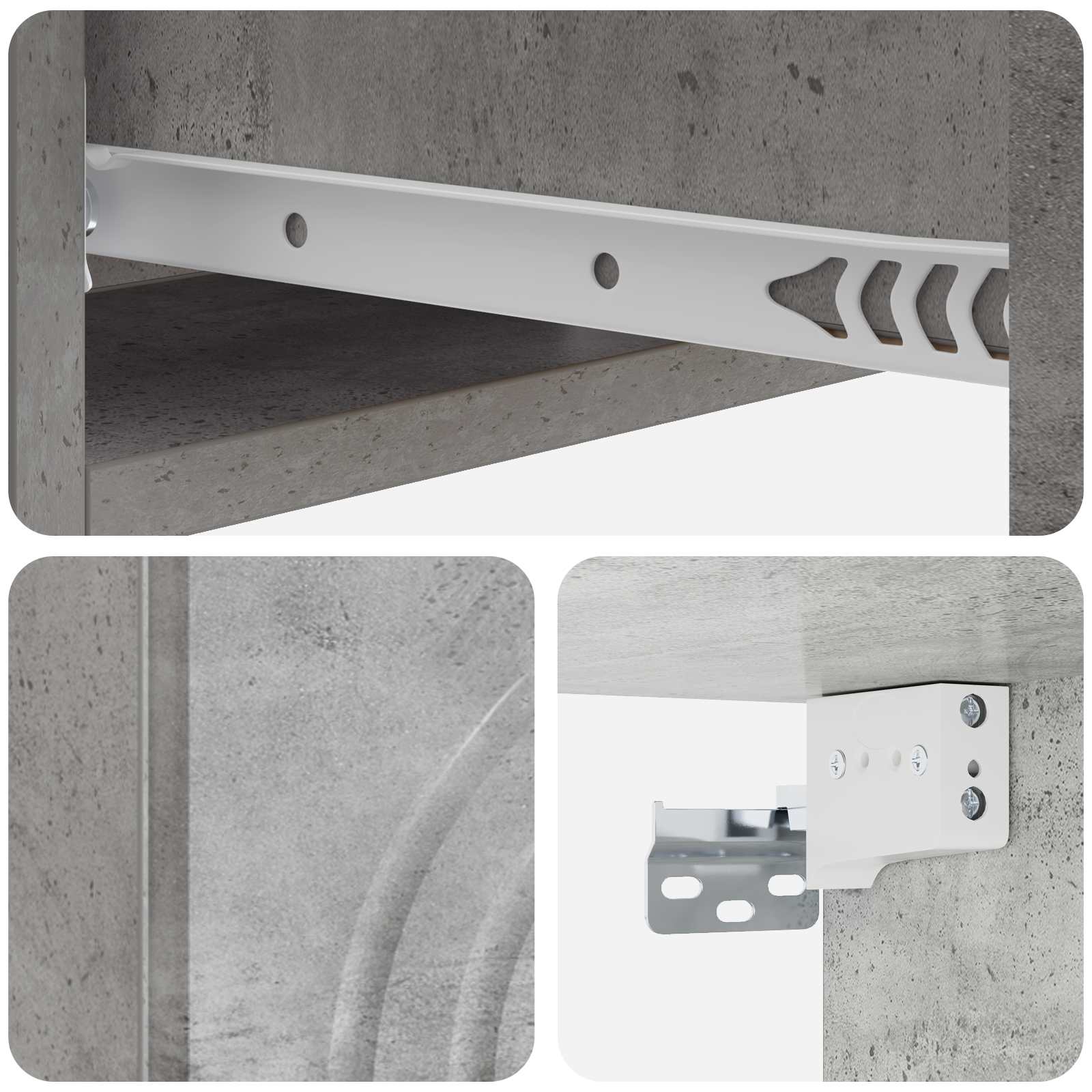 Væghængt Sideskab Betongrå 59 x 34,5 x 17 cm Konstrueret træ