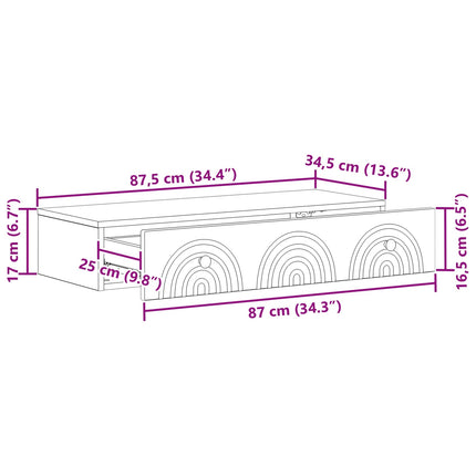 Væghængt Sideskab Sort 87,5 x 34,5 x 17 cm Konstrueret træ