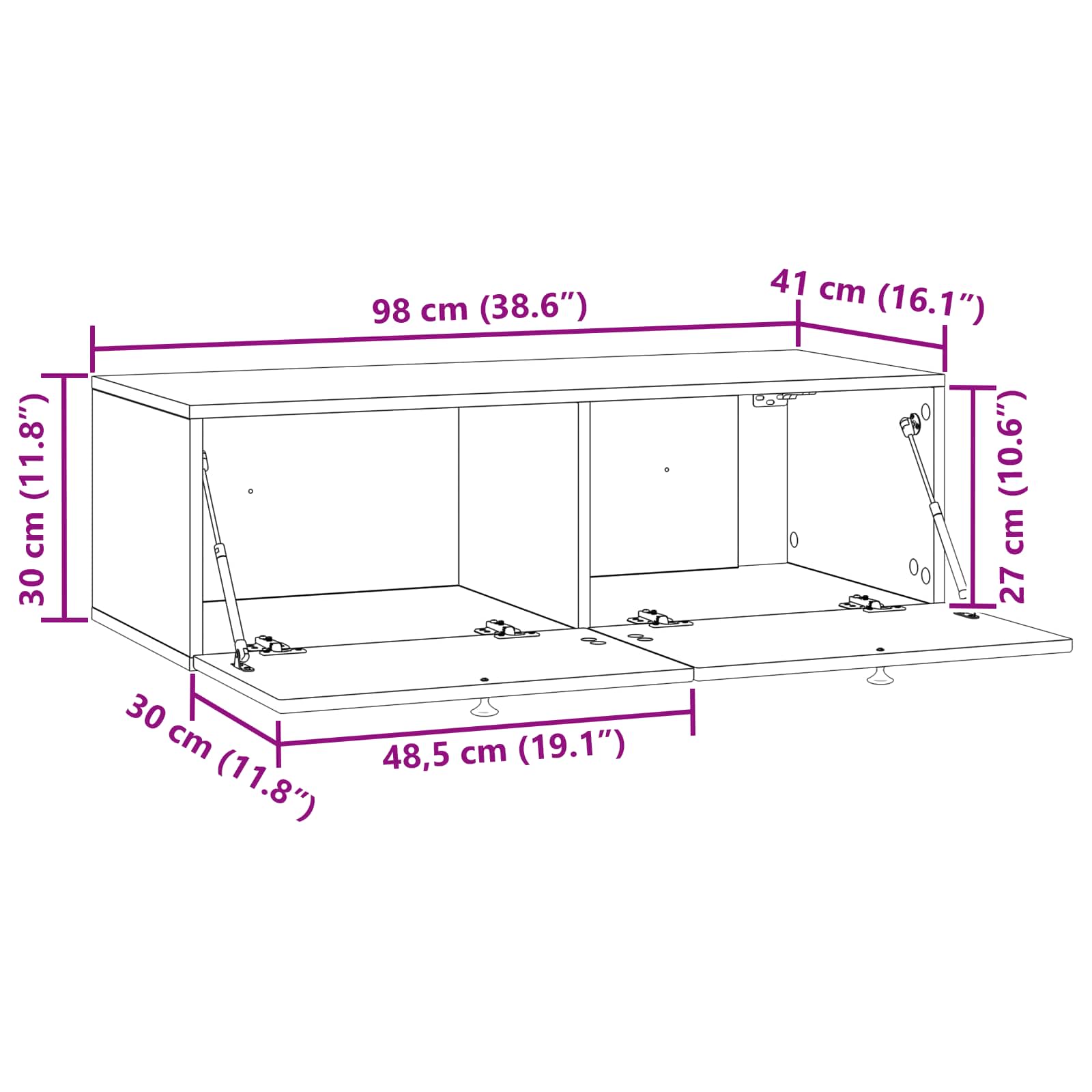 Væghængt TV-skab Betongrå 99 x 41 x 30 cm Konstrueret træ