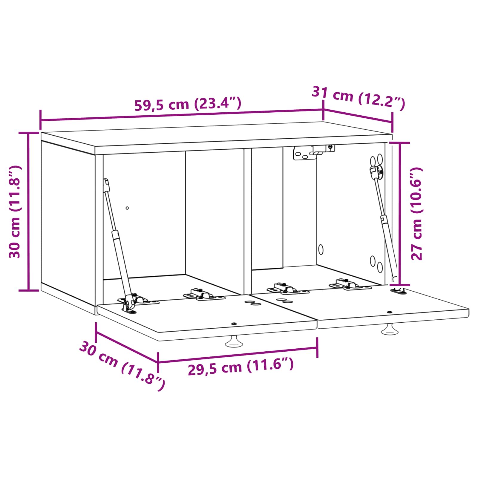 Væghængt TV-skab Gammelt træ 59,5 x 31 x 30 cm Konstrueret træ