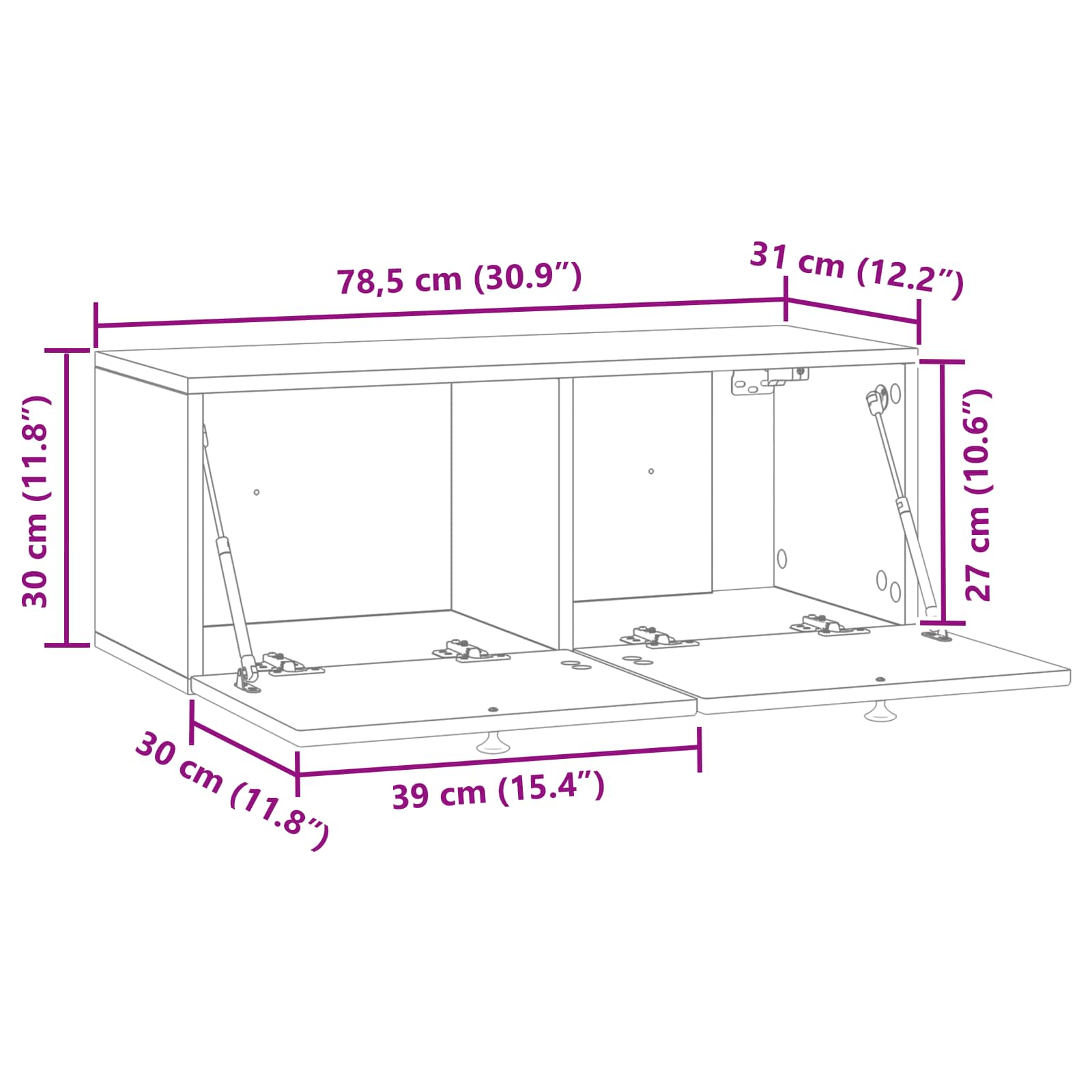 Væghængt TV-skab Betongrå 78,5 x 31 x 30 cm Konstrueret træ