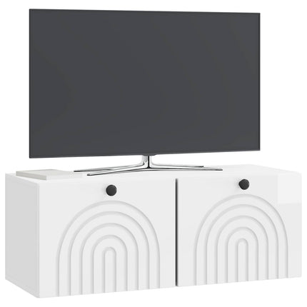 Væghængt TV-skab Vægmonteret Hvid højglans 78,5 x 31 x 30 cm