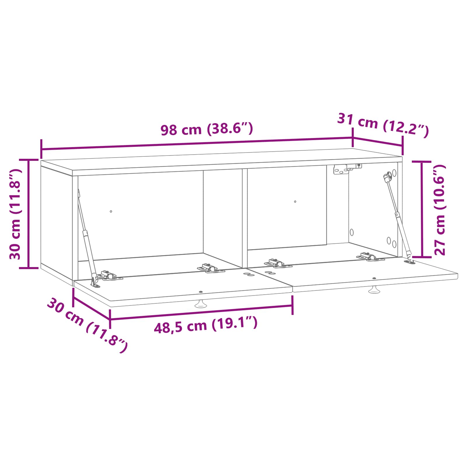 Væghængt TV-skab Sonoma-eg 98 x 31 x 30 cm Konstrueret træ