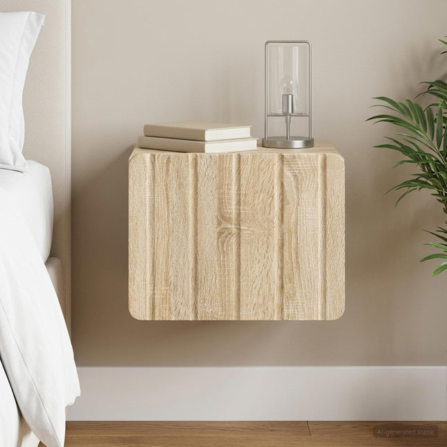 Væghængt Natbord Sonoma-eg 33 x 34,5 x 24 cm Konstrueret træ