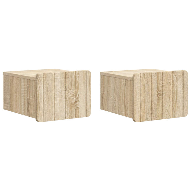 Væghængt Natbord med skuffe 2 pcs Sonoma-eg 33 x 34,5 x 24 cm